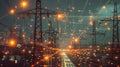 Creative depiction of AI algorithms optimizing energy distribution grids