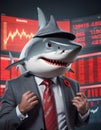 Financial Shark on Market Background AI Generative Royalty Free Stock Photo