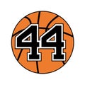 Ball of basketball symbol with number 44