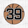 Ball of basketball symbol wtih number 39