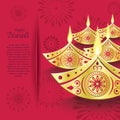 Creative design of burning diwali diya for greeting card