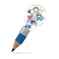 Creative design business as pencil lightbulb 3d as