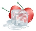 Cherries and ice cube illusttration Royalty Free Stock Photo