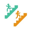 Climbing and going down stairs symbols Royalty Free Stock Photo