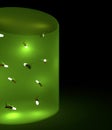 3D rendering fireflies in crystal bottle