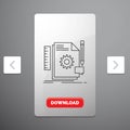 Creative, design, develop, feedback, support Line Icon in Carousal Pagination Slider Design & Red Download Button Royalty Free Stock Photo