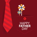 Happy father day with necktie and flower.