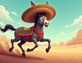 A creative design featuring a donkey in a sombrero, running through a desert landscape, Generative AI Royalty Free Stock Photo