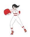 Design of fighting woman draw