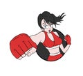 Design of fighting woman draw