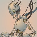 Futuristic broken robot