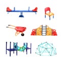 Creative design isolated watercolor playground illustration on white background Royalty Free Stock Photo
