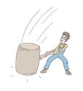 Man with big hammer draw Royalty Free Stock Photo
