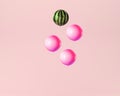 Creative design outstanding balloon watermelon on pastel pink background. minimal idea food and fruit concept