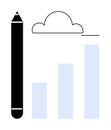 Creative Design Concept with Pencil, Cloud, and Bar Chart Elements for Growth and Innovation Royalty Free Stock Photo