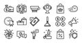 Creative design, Salary and Megaphone line icons set. Vector