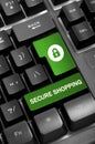 Secure shopping on keyboard Royalty Free Stock Photo