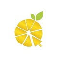 Creative lemon illustration logo design arrow shape