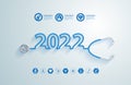 Creative design stethoscope 2022 new year, And medical flat icons Royalty Free Stock Photo