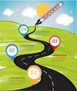 Creative design template with marker colored drawing a road to success.