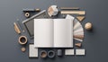 Creative Design Tools and Materials Flat Lay Royalty Free Stock Photo