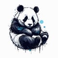 Vectorized Watercolor Isolated Flat Panda Abstract Outline