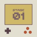 Creative design of vintage videogame screen and stage 01 message