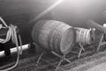 Wooden drum in vintage ship