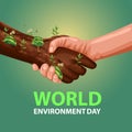 Creative design world environment and earth day shake hand with environment concept. abstract vector illustration design Royalty Free Stock Photo