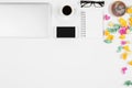 Creative designer desktop with cellphone Royalty Free Stock Photo