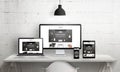 Creative desks scene for web design agency promotion Royalty Free Stock Photo