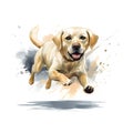 Creative and Detailed Cartoon Labrador in Watercolor Style,