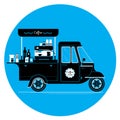 Creative detailed vector coffee street truck, three colours de