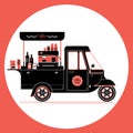 Creative detailed vector coffee street truck, three colours