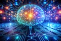 Creative Digital Brain Background Representing Artificial Intelligence and Technology Royalty Free Stock Photo