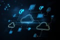 Creative digital cloud computing backdrop. Cloud data and service concept. Royalty Free Stock Photo