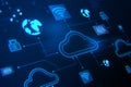 Creative digital cloud computing wallpaper. Cloud data and service concept. Royalty Free Stock Photo