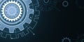 Creative digital cogs on backdrop with mock up place. Factory, production and machinery concept. 3D Rendering