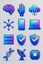 Creative digital icons representing artificial intelligence and technology concepts in vibrant colors Royalty Free Stock Photo