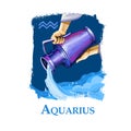 Creative digital illustration of astrological sign Aquarius. Eleventh of twelve signs in zodiac. Horoscope air element