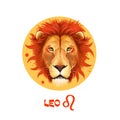 Creative digital illustration of astrological sign Leo. Fifth of twelve signs in zodiac. Horoscope fire element. Logo sign with