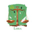 Creative digital illustration of astrological sign Libra. Seventh of twelve signs in zodiac. Horoscope air element. Logo