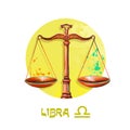 Creative digital illustration of astrological sign Libra. Seventh of twelve signs in zodiac. Horoscope air element. Logo sign with