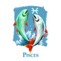 Creative digital illustration of astrological sign Pisces. Twelfth of twelve signs in zodiac. Horoscope water element