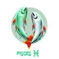Creative digital illustration of astrological sign Pisces. Twelfth of twelve signs in zodiac. Horoscope water element. Logo sign