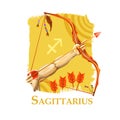 Creative digital illustration of astrological sign Sagittarius. Ninth of twelve signs in zodiac. Horoscope fire element