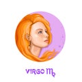 Creative digital illustration of astrological sign Virgo. Sixth of twelve signs in zodiac. Horoscope earth element. Logo sign with