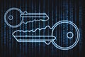 Creative digital key on coding language background. Technology and web access concept. 3D Rendering Royalty Free Stock Photo