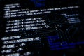 Creative digital programming language on backdrop. Software developer and html concept. 3D Rendering Royalty Free Stock Photo