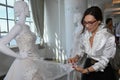 Creative Director Alessandra Rinaudo presenting collection to the guests during the Nicole by Pronovias Spring 2020